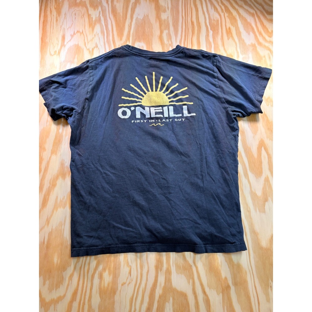 O'Neill Mens Graphic T-Shirt Blue Standard Fit‎ Sun First In Last Out Large